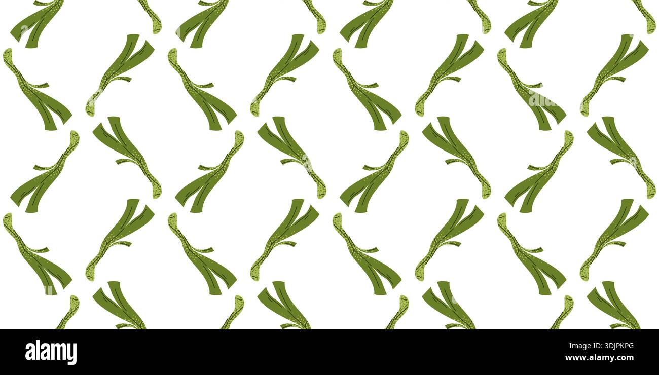 Seamless Pattern with Hand Drawn Green Leek Stock Vector