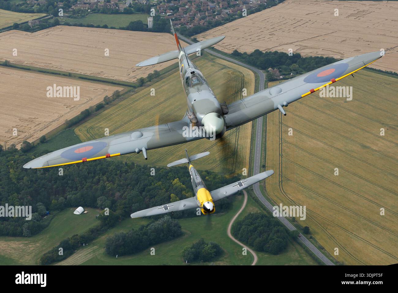 This composite image features a Supermarine 349 Spitfire LF5C, licence ...