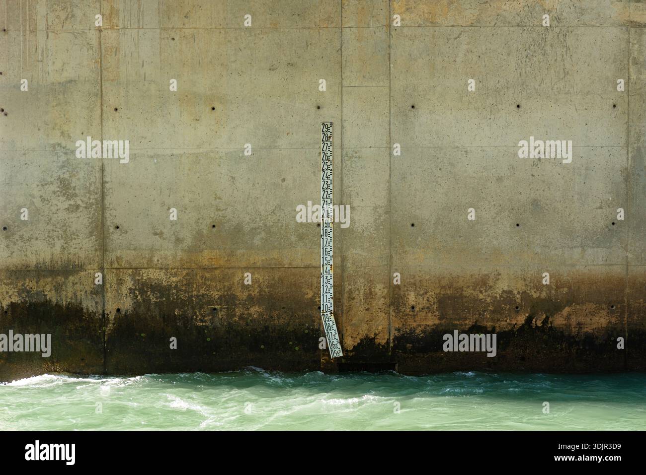 The ruler shows the water level in a river, lake or reservoir Stock ...