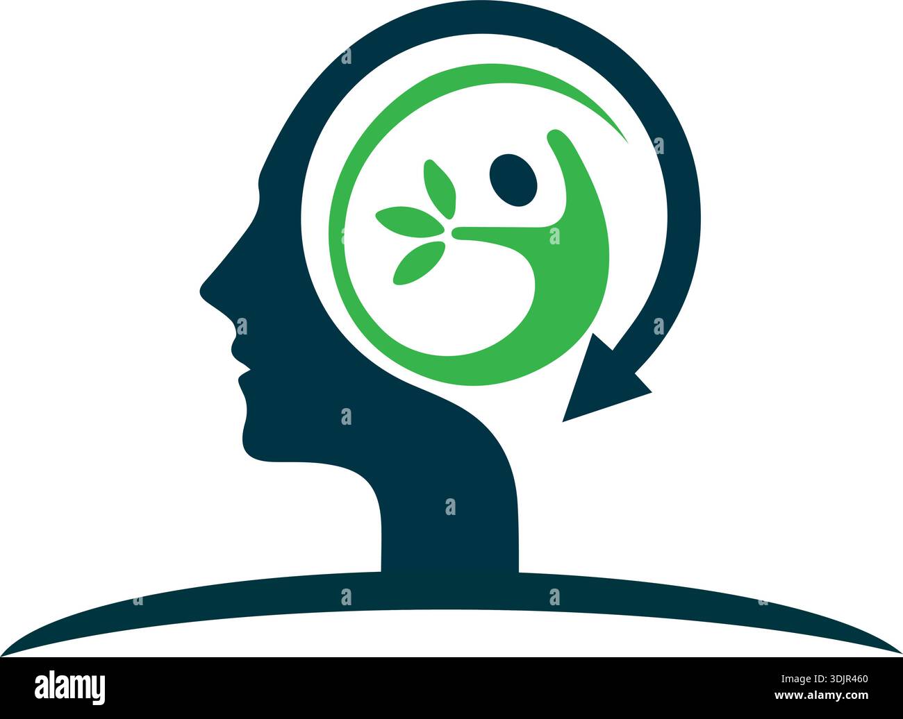 Human head tree with leaves logo icon illustration. Human head brain ...