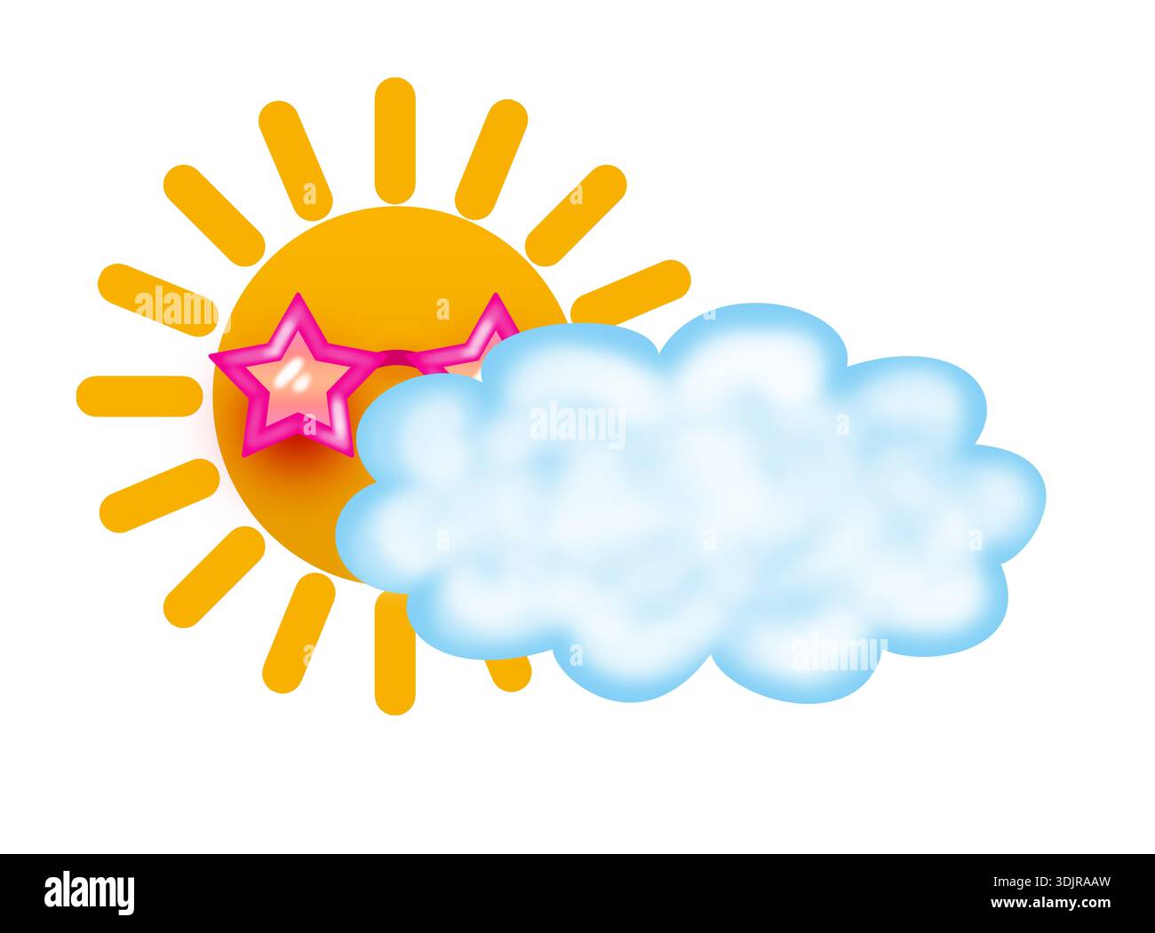 sun and cloud icon over white background. colorful design. illustration Stock Photo