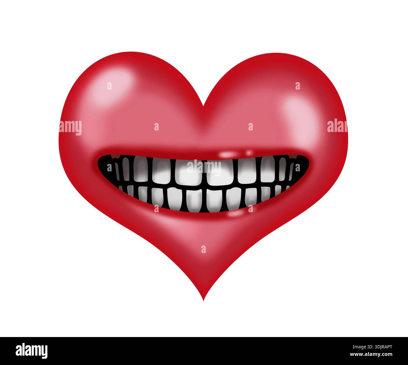 Red Tooth Heart Red heart with teeth isolated on white background. illustration Stock ...