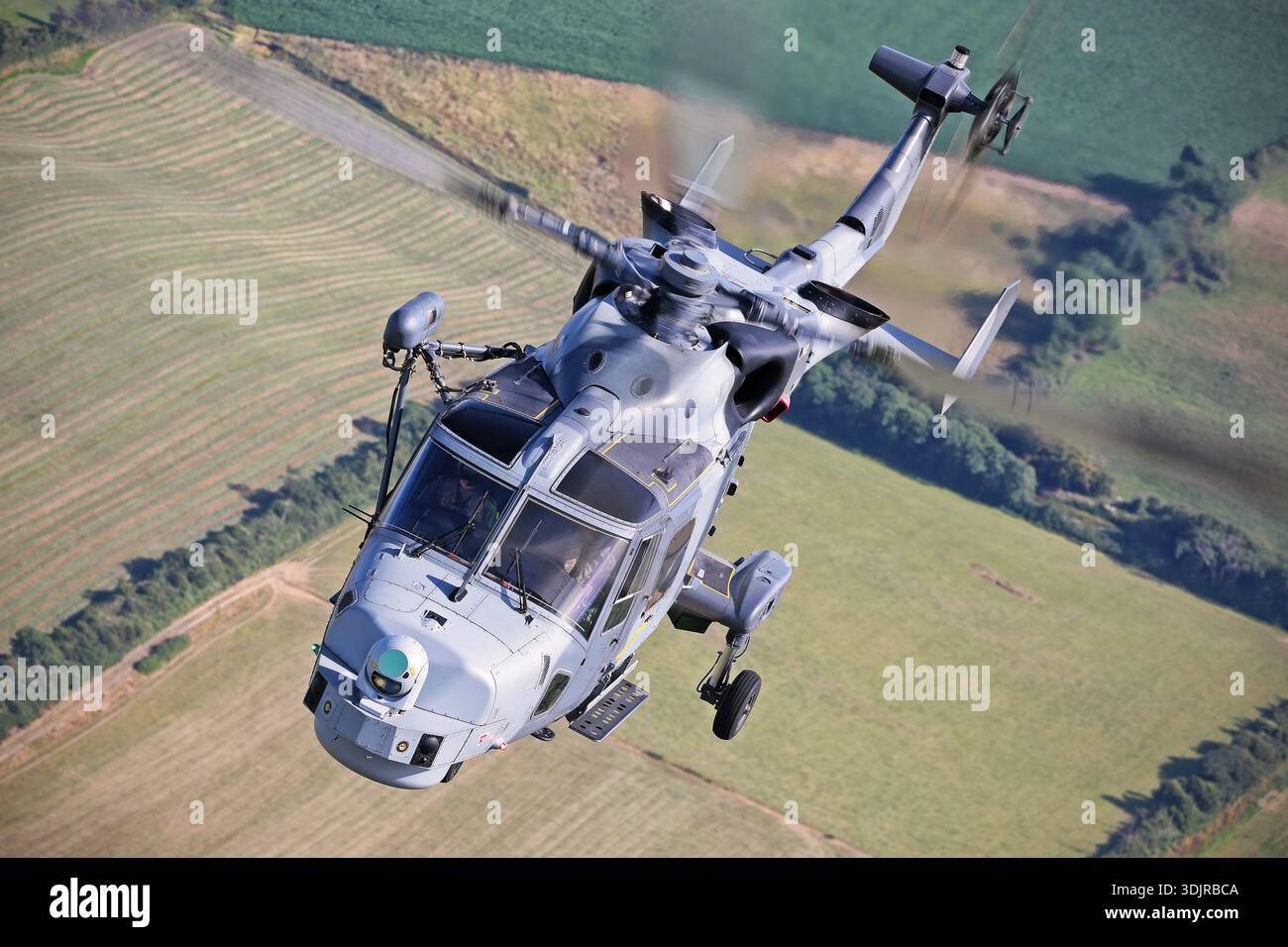 Air-to-air close-up of a Royal Navy AugustaWestland AW159 Wildcat HMA2 ...