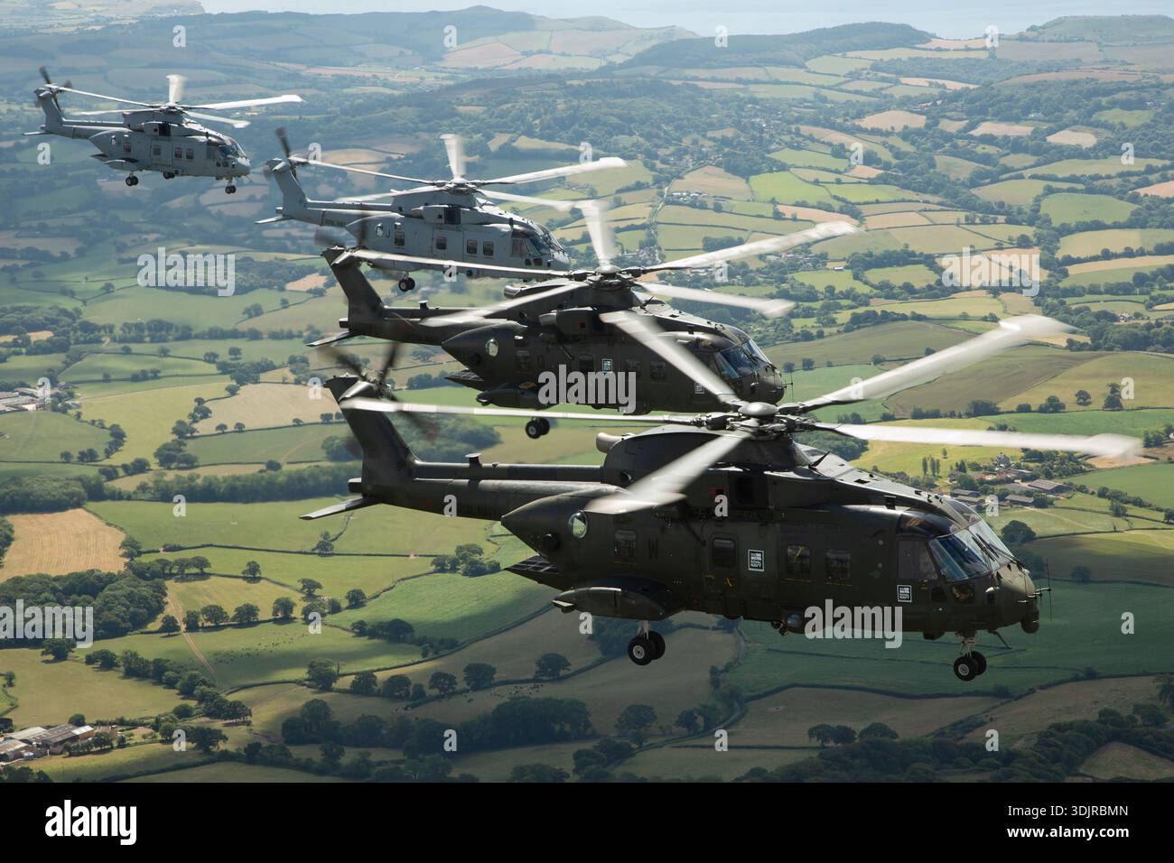 A Royal Navy formation of AugustaWestland AW101 Merlin Mk4/HC4 and EHI ...