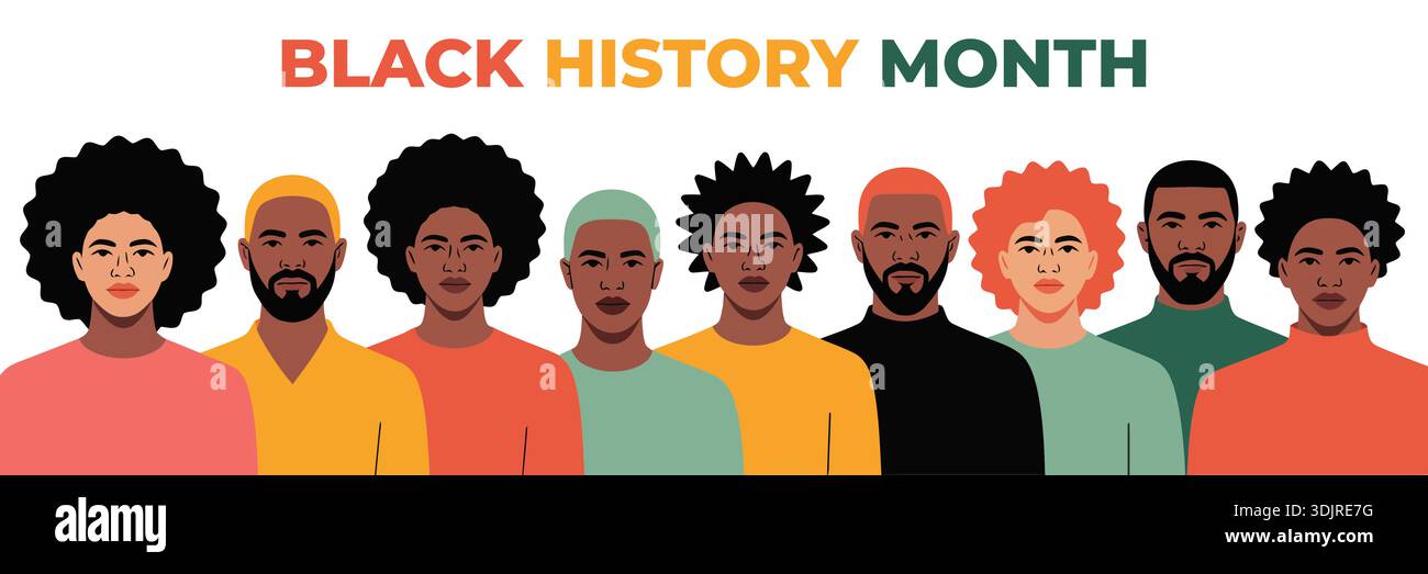 Black history month illustration showing diverse african american ...