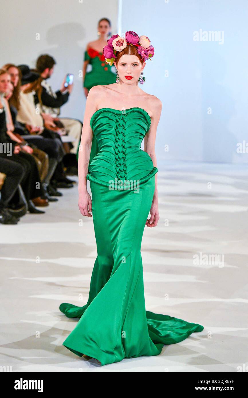 A model walks the runway during the Inclover Haute Couture Week Spring ...