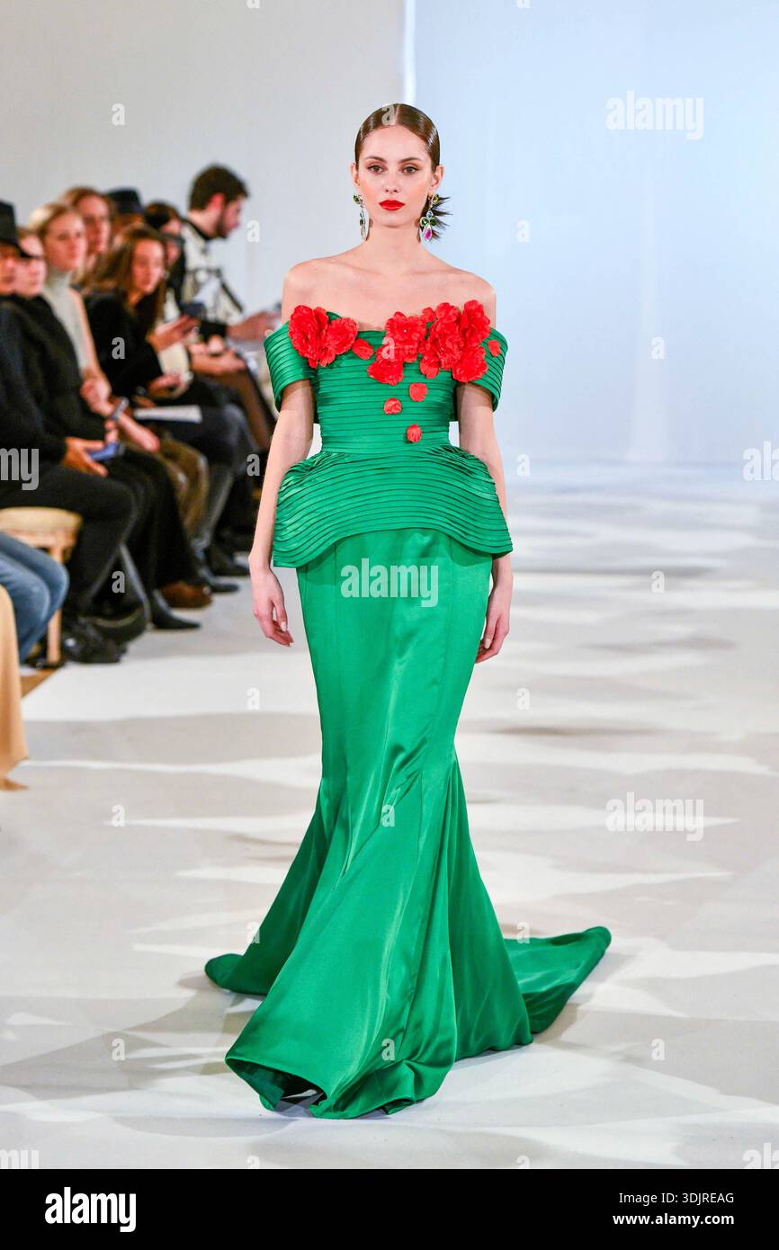 A model walks the runway during the Inclover Haute Couture Week Spring ...