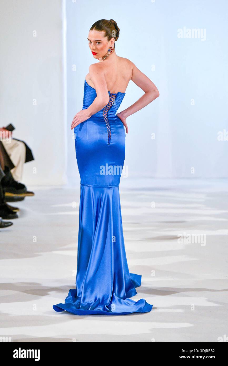 A model walks the runway during the Inclover Haute Couture Week Spring ...
