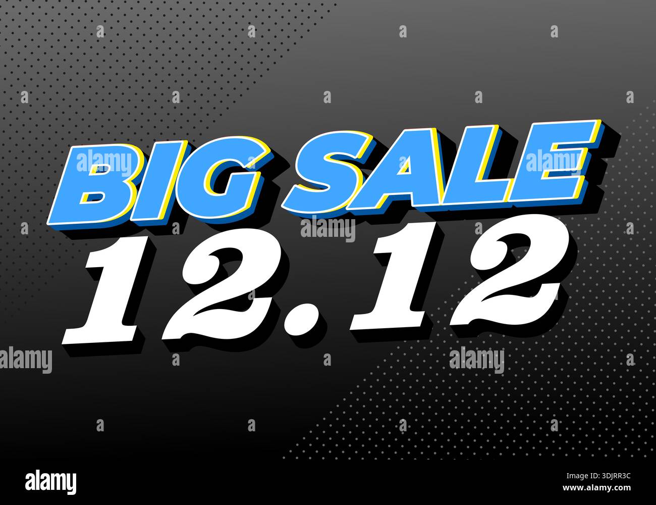 Bold text announcing a big sale on December 12th with a modern design. - Stock Image