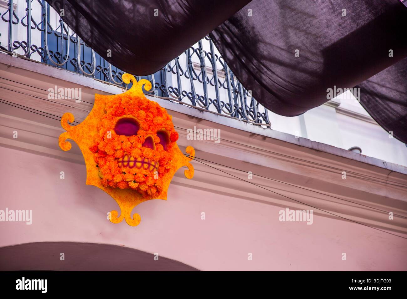 Altars, offerings, skeletons and decorations during the Day of the Dead celebration in Mexico. Stock Photo