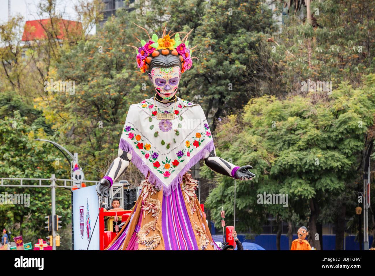 Day of the Dead parade in Mexico City. Stock Photo