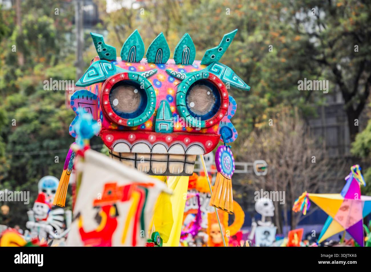 Day of the Dead parade in Mexico City. Stock Photo