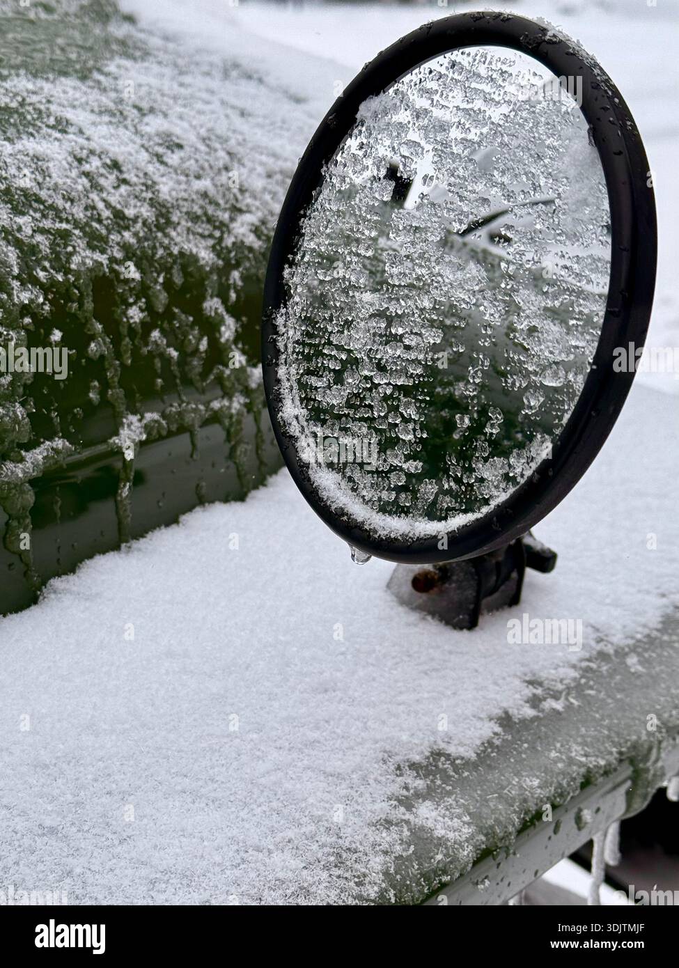 Car mirror, winter - Smartphone Captured Stock Image