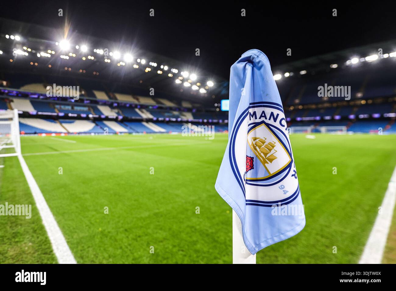 The Manchester City corner flag during the UEFA Champions League