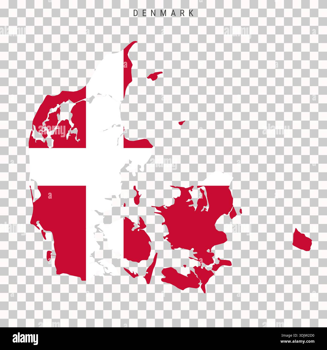 Map of Denmark filled with national flag colors. Scandinavian country ...