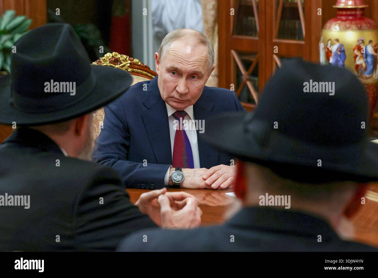 Putin With Rabbis Russian President Vladimir Putin speaks to Chief Rabbi of Russia Berl ...