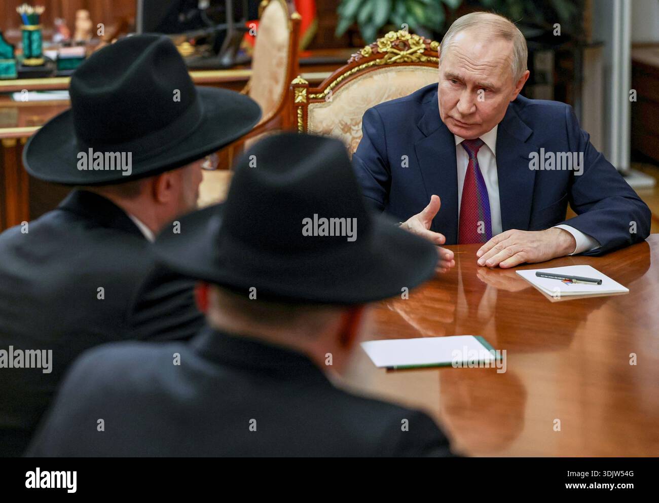 Putin With Rabbis Russian President Vladimir Putin speaks to Chief Rabbi of Russia Berl ...