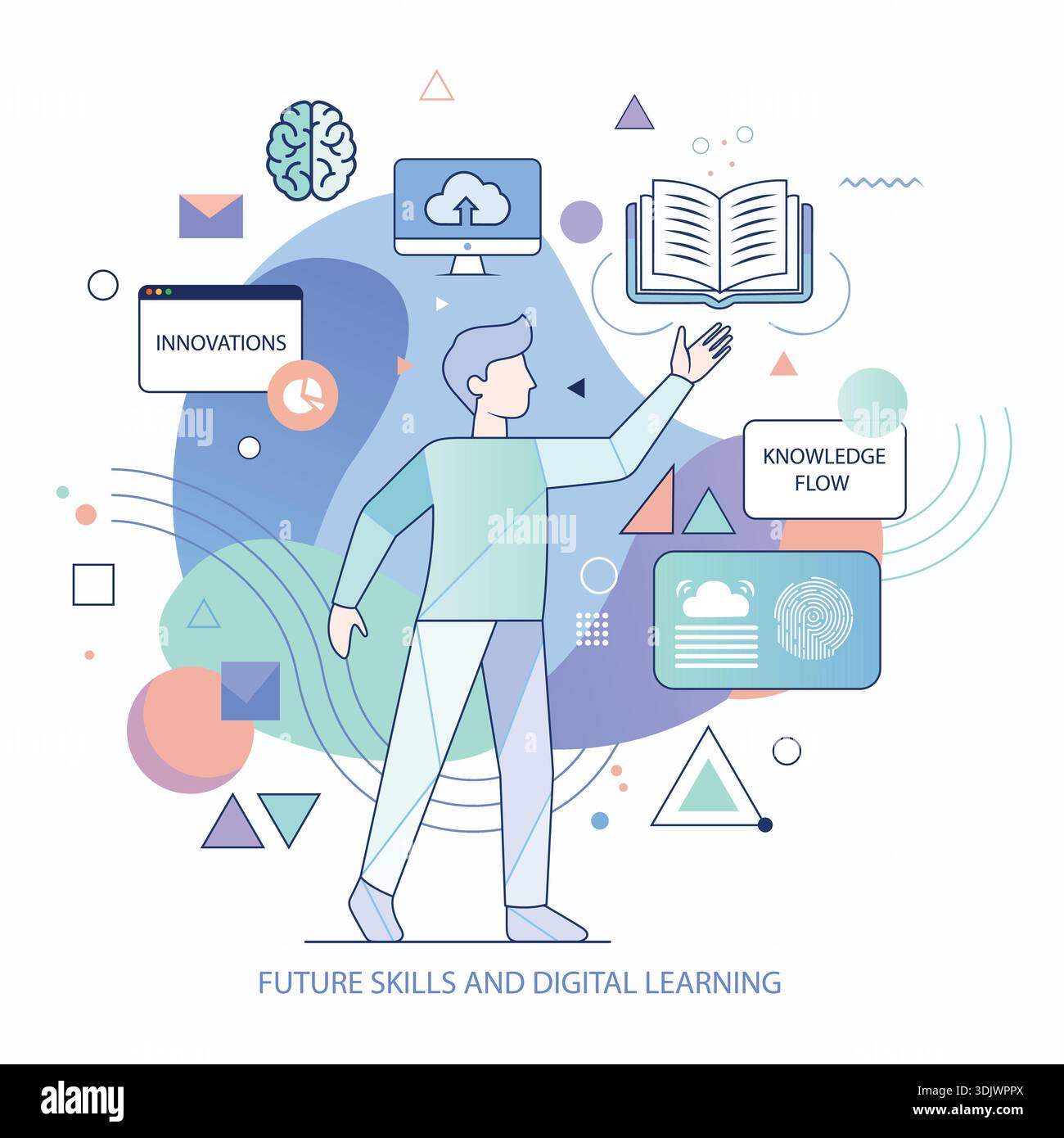Future Skills and Digital Learning Journey Stock Vector