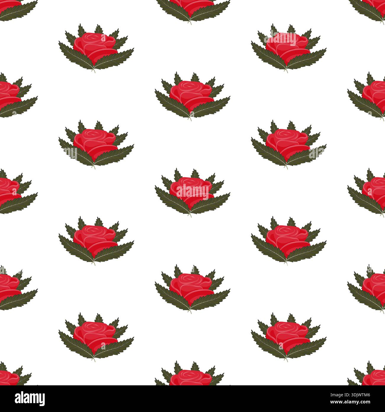 A composition of bright red roses. Seamless pattern. Vector illustration. Stock Vector