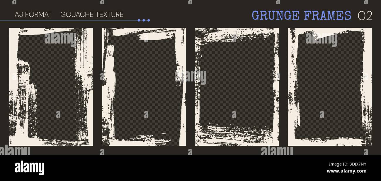 Gouache Grunge Frames. Vertical templates. Vector. Stock Vector