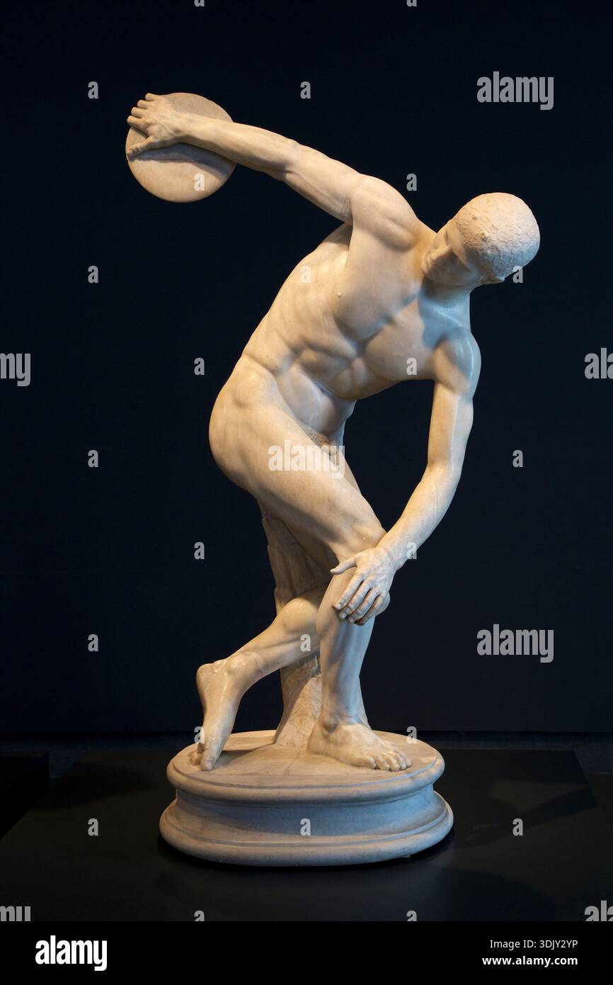 Discobolus Thrower Sculpture romaine grecque pour athlète masculin nu 21 cm Blanc Discobolus Thrower Sculpture romaine grecque pour athlète masculin nu 21 cm Blanc