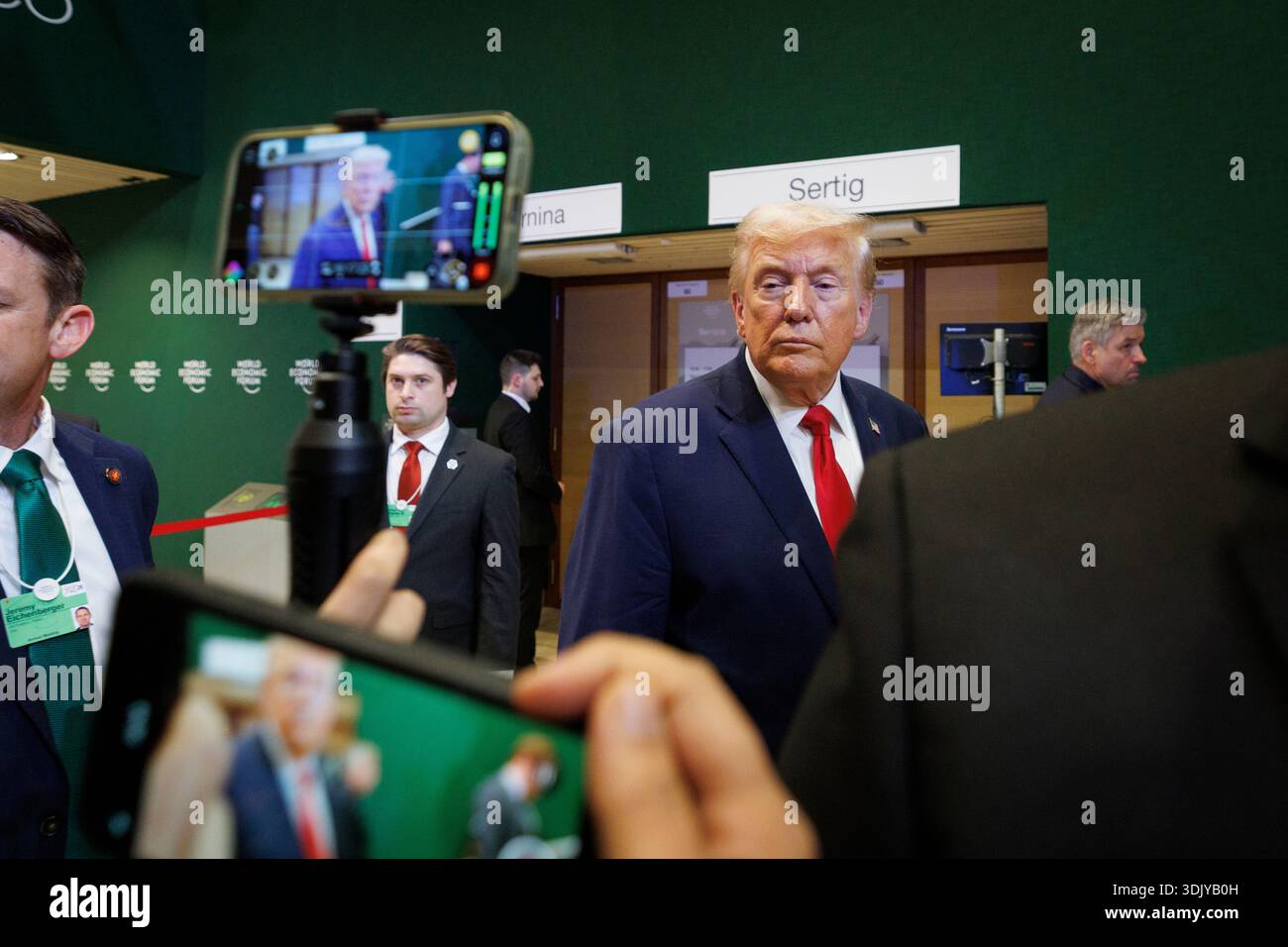 US President Donald J Trump after delivering his keynote speech at the ...