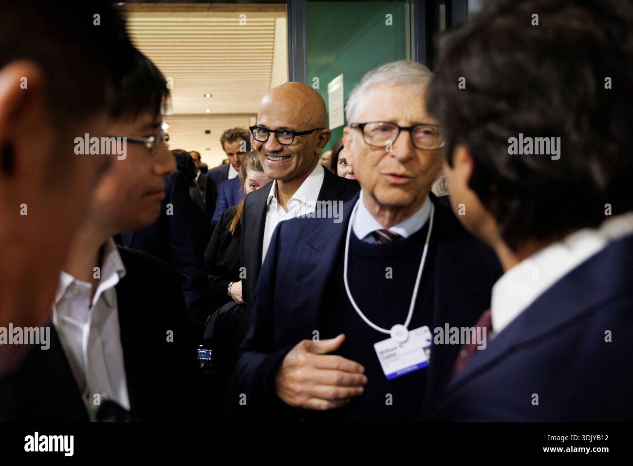 Microsoft CEO Satya Nadella and founder Bill Gates at a dinner hosted