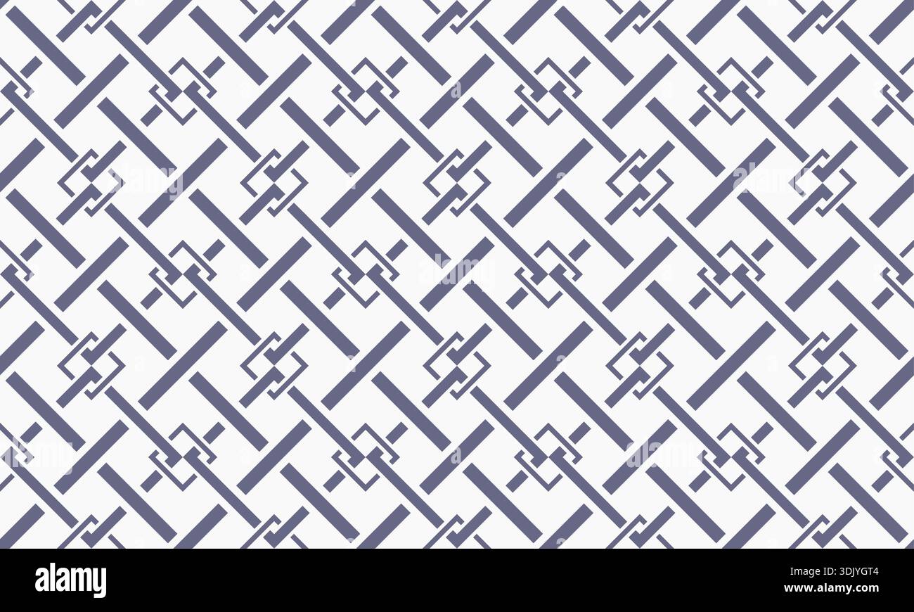 A sophisticated geometric pattern featuring interlocking diagonal lines and square knots. Stock Vector