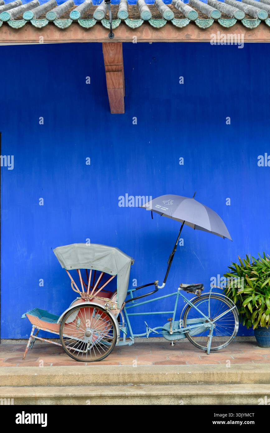 The Iconic Indigo-Blue Facade of the Cheong Fatt Tze Blue Mansion, George Town, Penang, Sept 2024, Malaysia Stock Photo