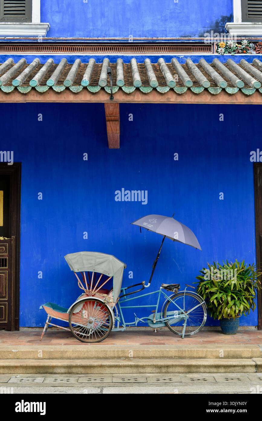 The Iconic Indigo-Blue Facade of the Cheong Fatt Tze Blue Mansion, George Town, Penang, Sept 2024, Malaysia Stock Photo