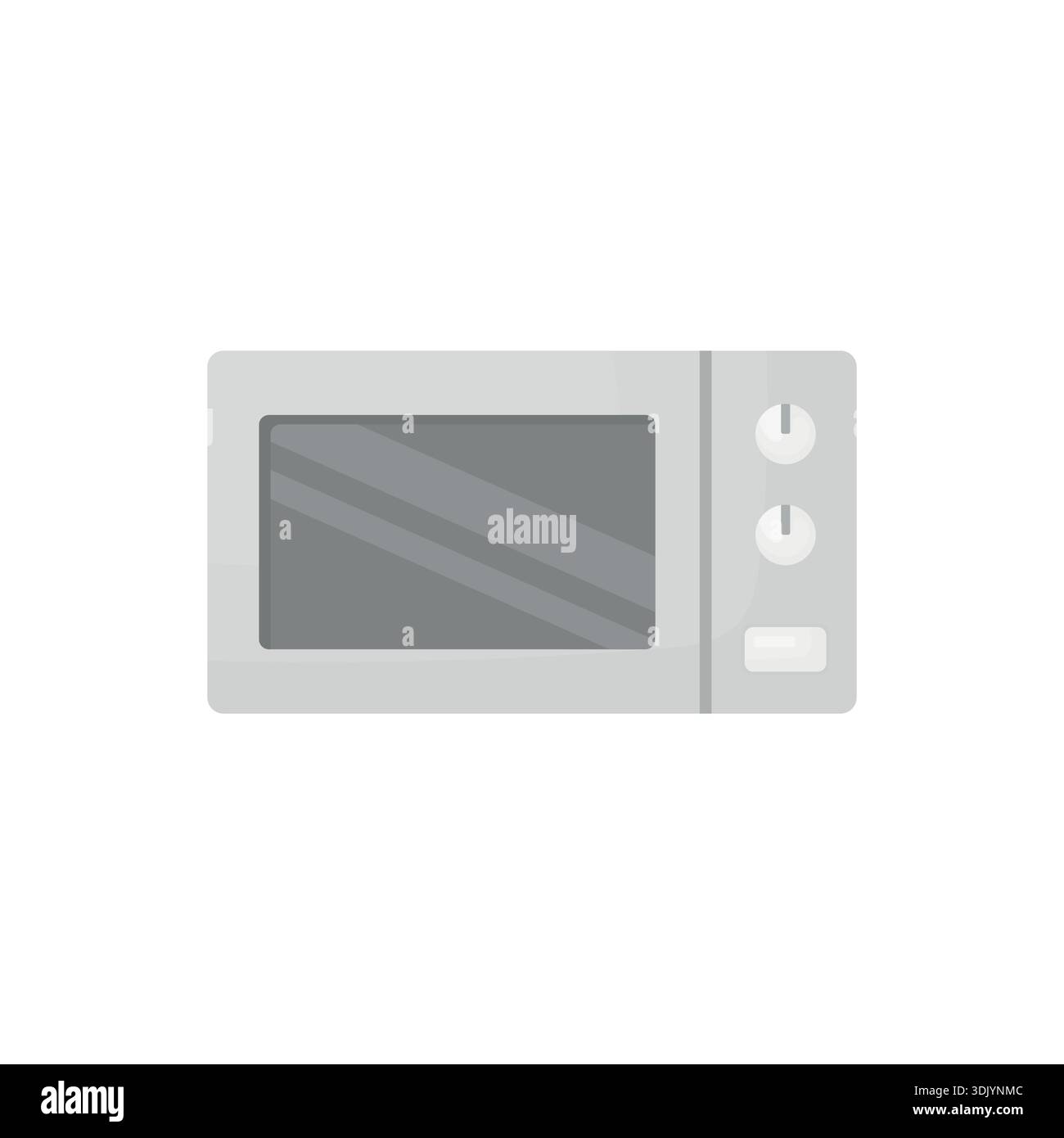 Microwave on a white background. Kitchen interior item. Kitchen elements. Gray microwave. Cooking appliances. Stock Vector
