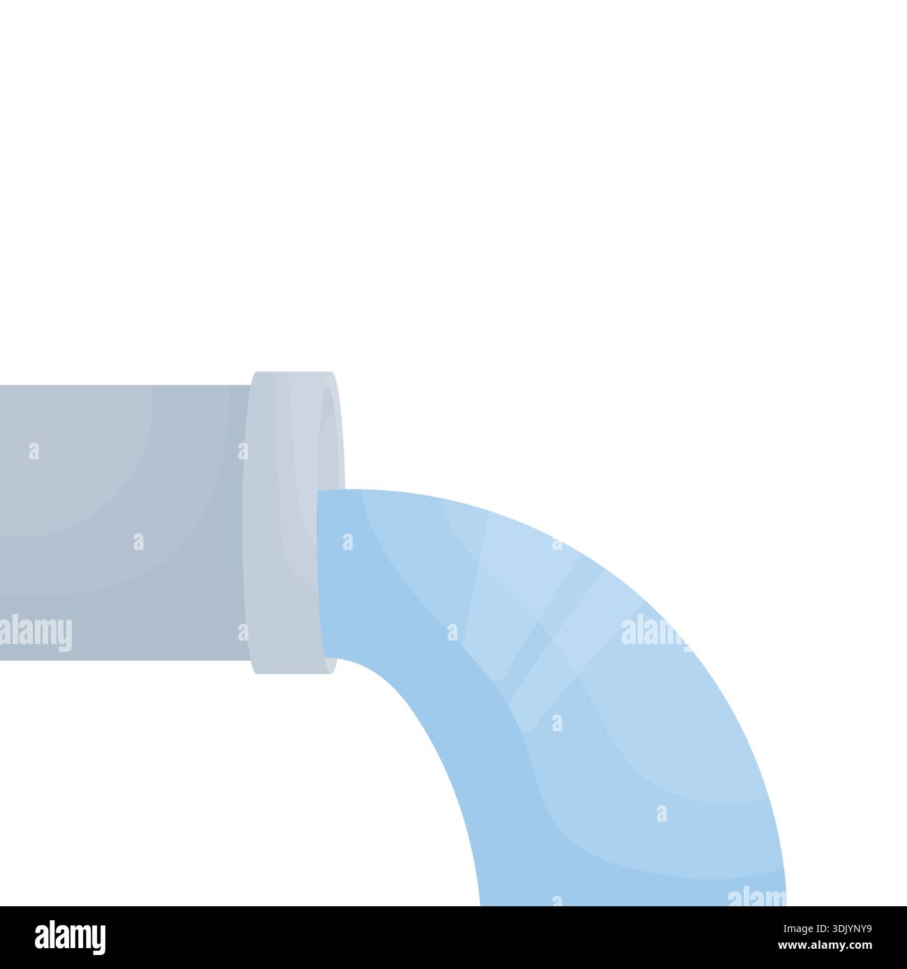 Clean water flows from the pipe. Elements of the city's water supply. Stock Vector