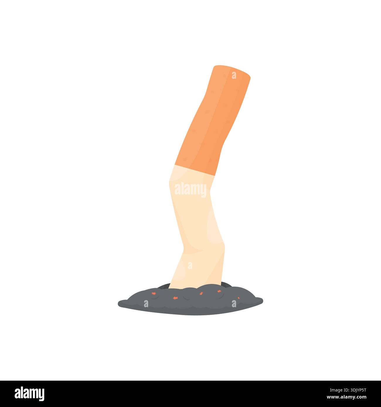 Extinguished cigarette on a white background. Smoking cessation concept. Stock Vector