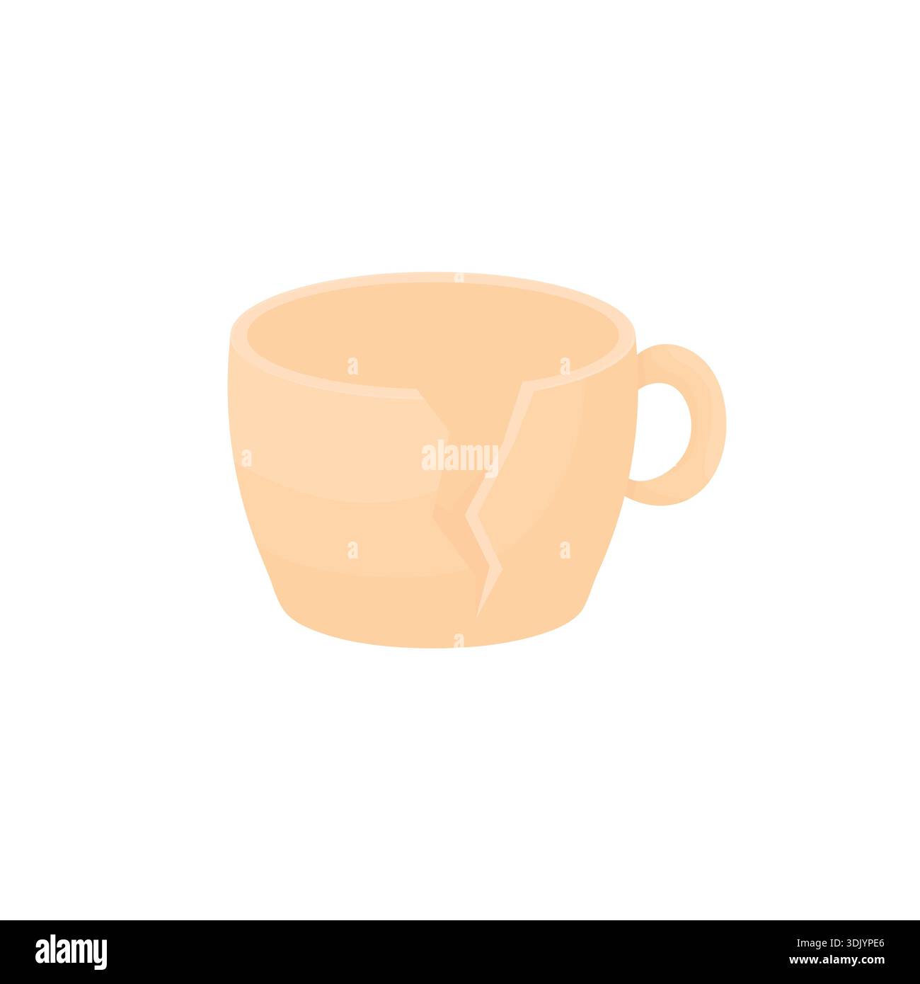Broken empty mug. Broken dishes. Concept of failure. Stock Vector
