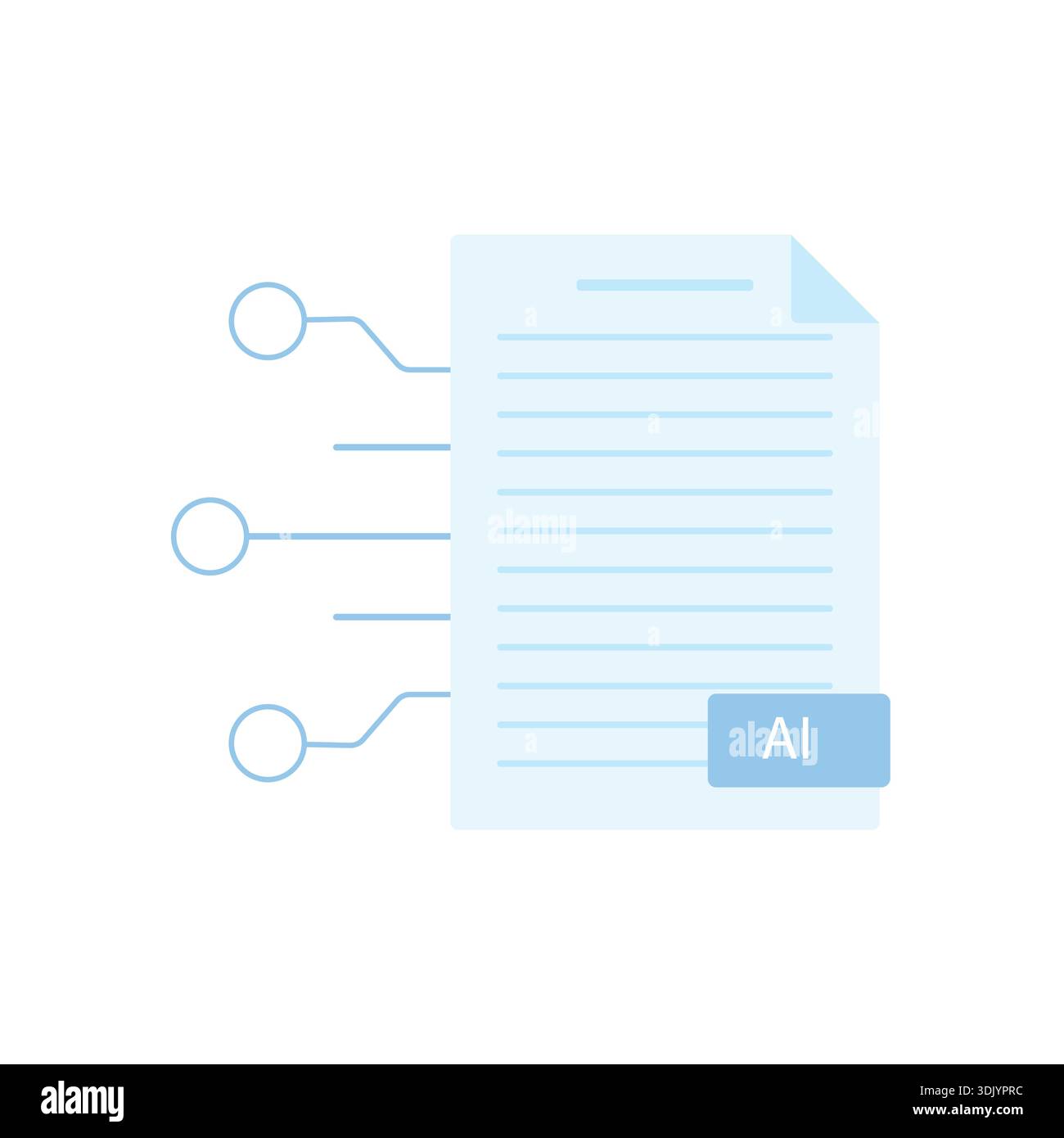 Document with artificial intelligence symbol on white background. Colored document icon with AI. Stock Vector