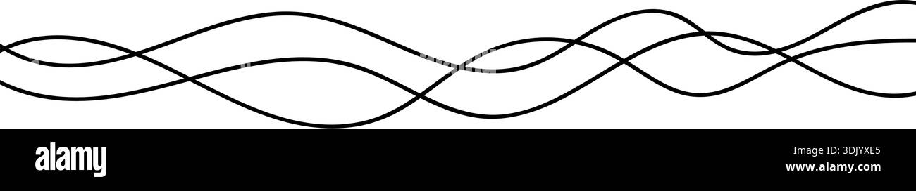 Continuous squiggle cable line creating abstract wavy vector illustration with flowing squiggles. Stock Vector