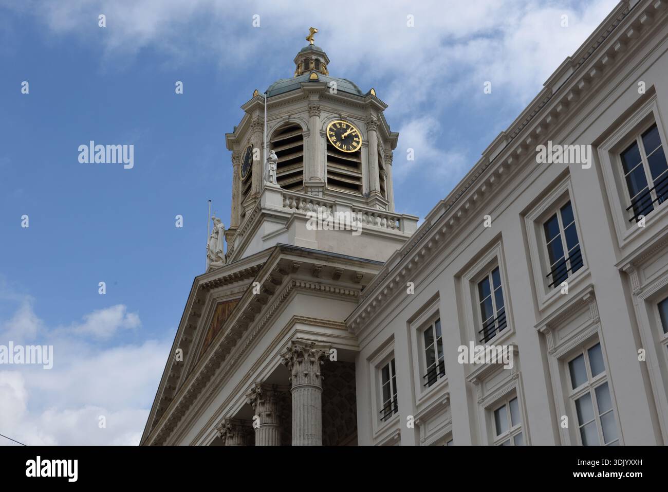 Ornate late Gothic facade of the Leuven Town Hall on the Grand Place in Brussels, Belgium Stock Photo
