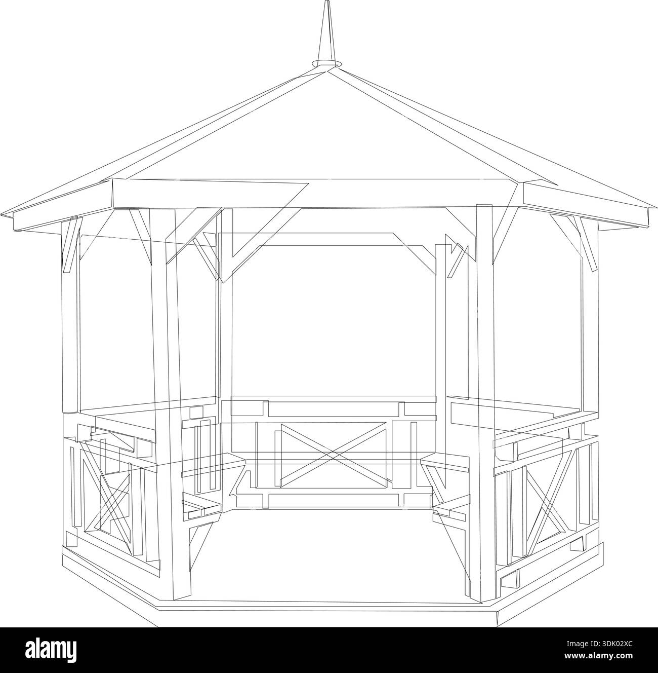 Minimal garden gazebo single line vector illustration Stock Vector ...