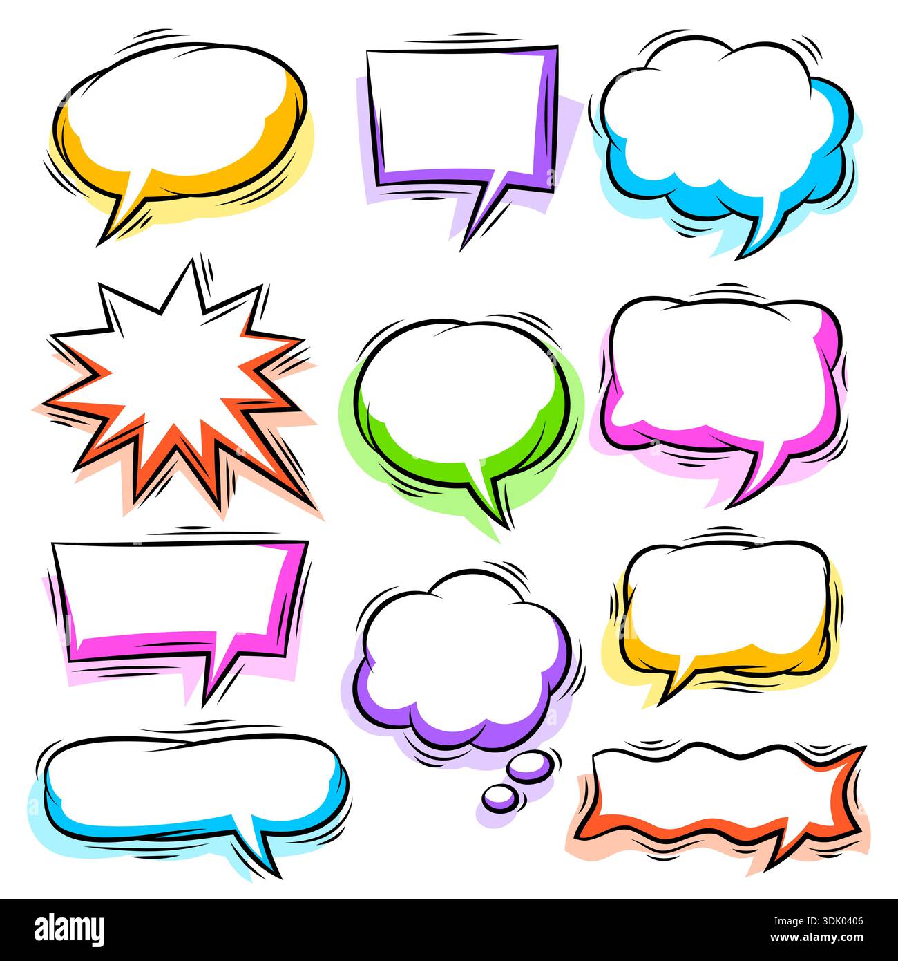 Cartoon speech bubbles set. Pop art illustration in comic style Stock ...