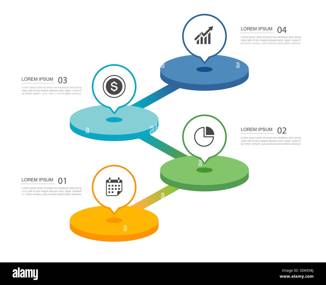 Business timeline infographic process with four steps data. Stock Vector
