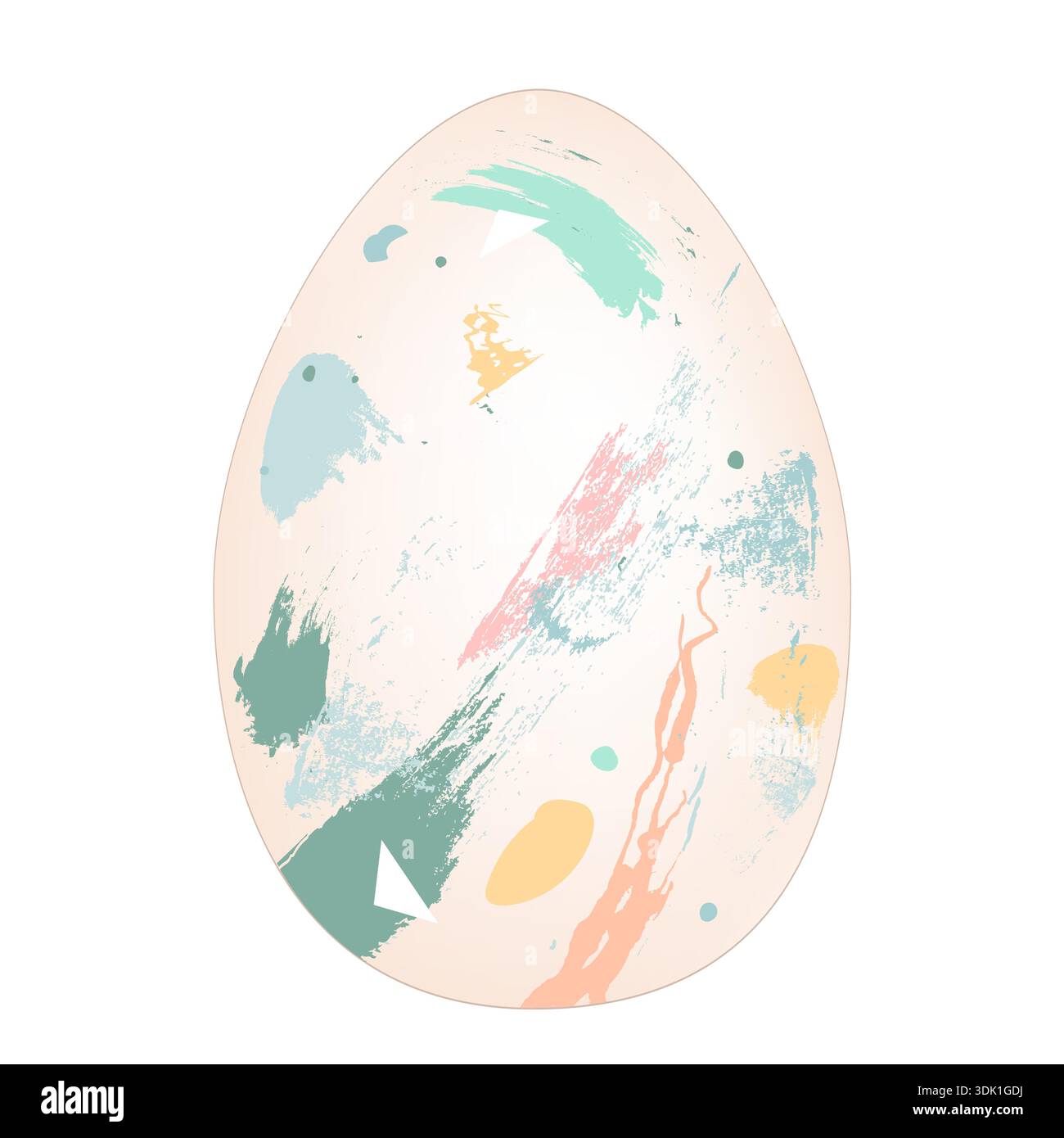 Colorful Easter egg with abstract paintbrush pattern isolated on white background. Vector illustration Stock Vector