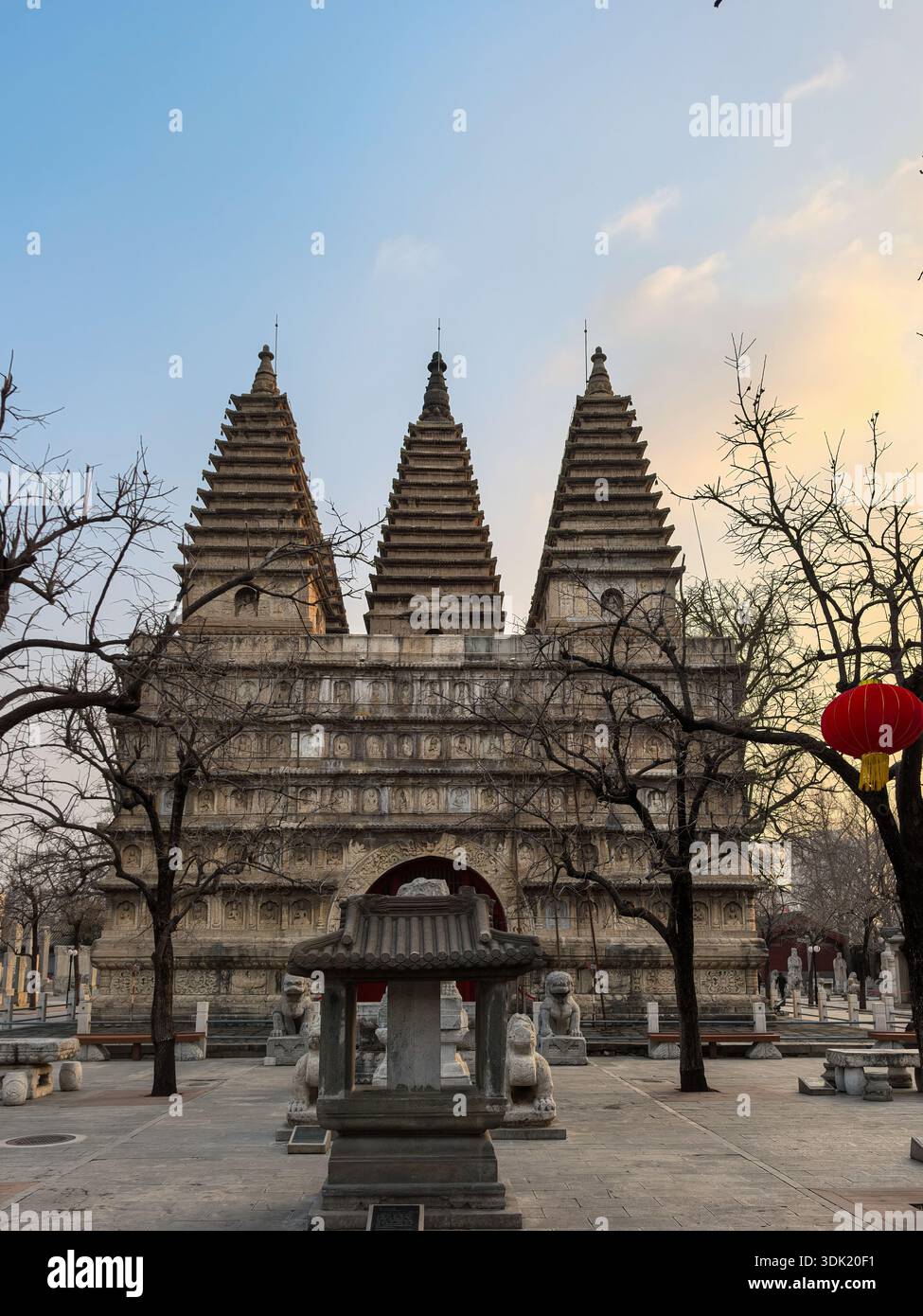 Historic Stone Five-Pagoda Temple in Beijing - Smartphone Captured Stock Image