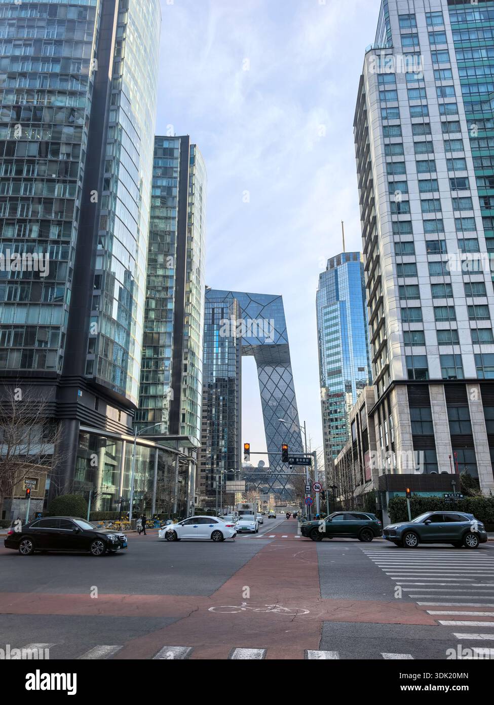 Street View of CCTV Headquarters in Beijing CBD - Smartphone Captured Stock Image