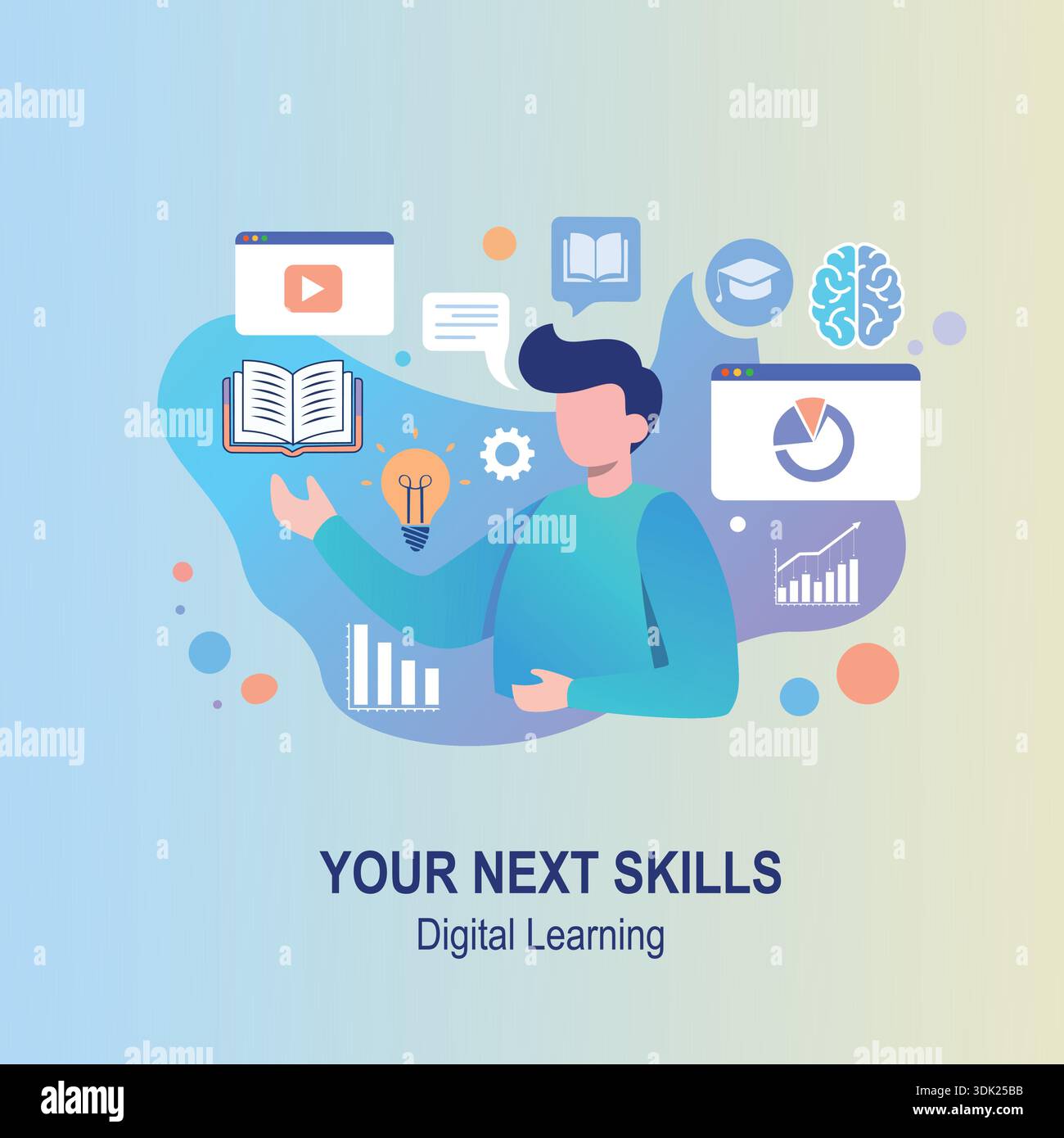 Future Skills and Digital Learning Journey Stock Vector