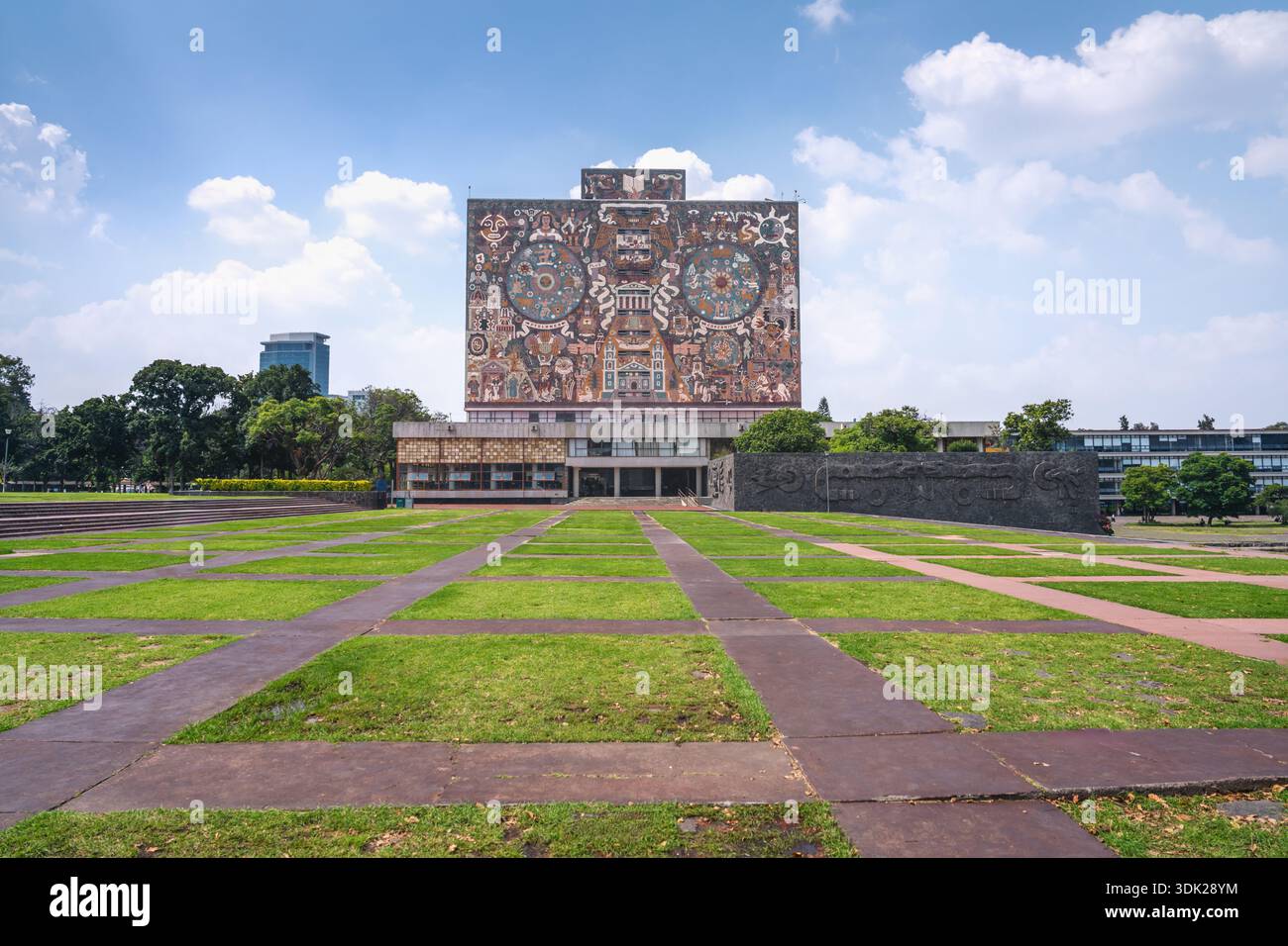 Central Library at National Autonomous University of Mexico main campus - UNAM - Mexico City, Mexico Stock Photo