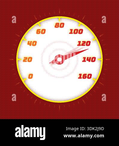 0-160 speedometer. round speedometer. Stock Vector