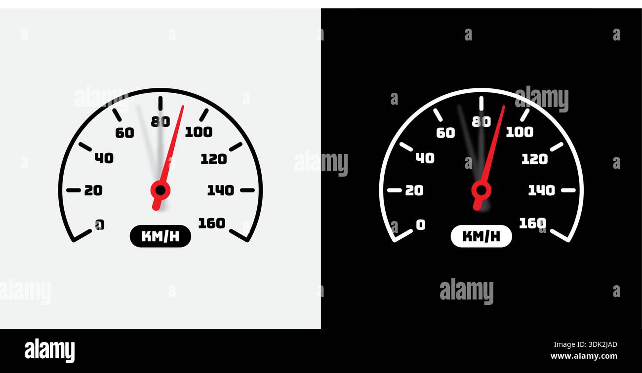 0 to 160 speedometer. speedometer on black background. indicator concept. Stock Vector