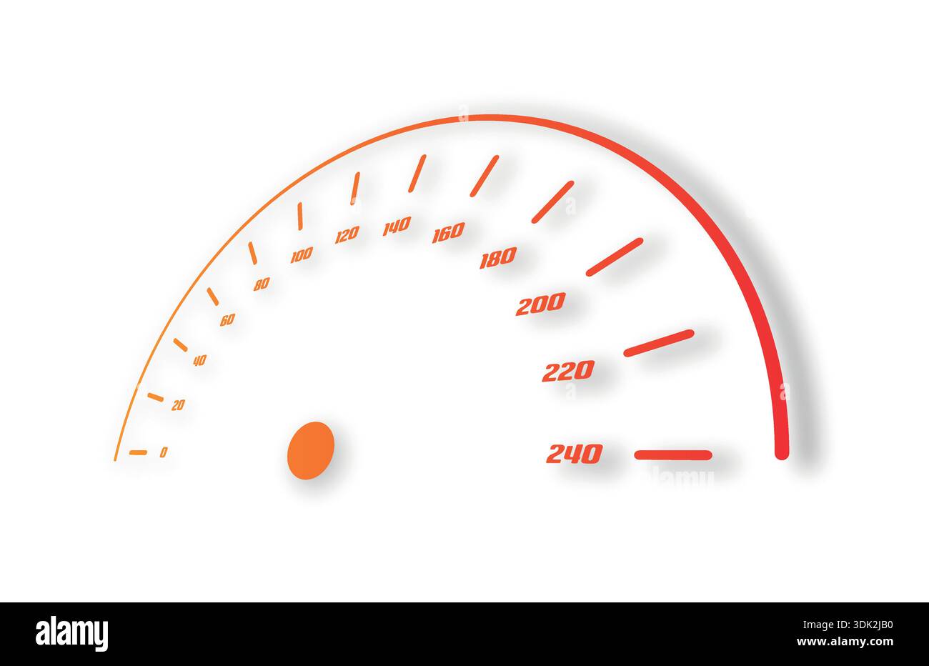 0-240 speedometer. semicircle perspective speedometer. Stock Vector