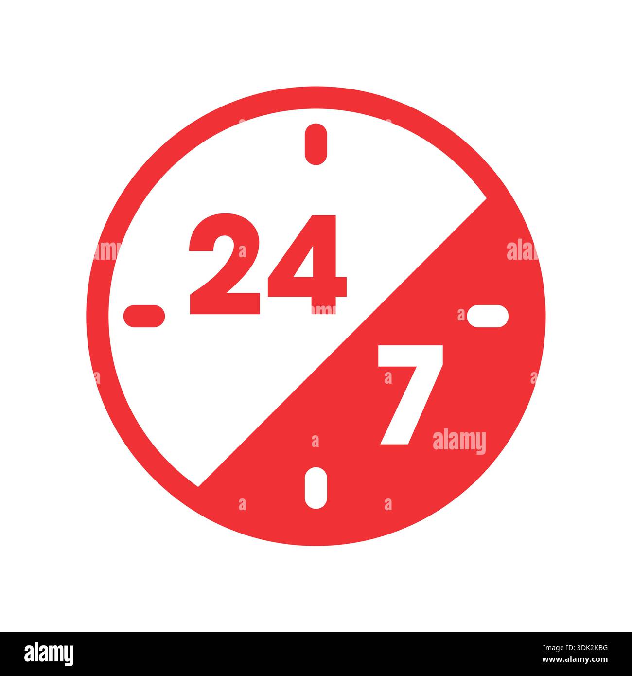 24-7 concept in analog clock. 24-7 service logo Stock Vector