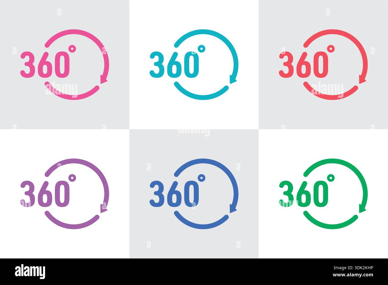 360 degrees. colorful 360 degree concept. Stock Vector